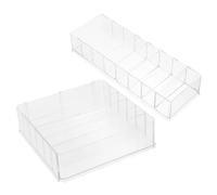 SUPVOX 2pcs Acrylic Cash Drawer Organizer Tray with Removable Dividers, Large Multi-Compartment Money Storage Box and Desktop Holder for Cash Register and Ticket Storage