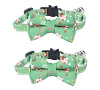 SUPVOX 2pcs Adjustable Christmas Cat Collar Bells and Bow Ties Safe Breakaway Design for Festive Cats Breathable Fits Neck Adorable Holiday Accessory