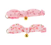 SUPVOX 2pcs Adjustable Cotton Bowtie Kitten Collar with Bells Breakaway Bunny Ear Design Removable for Cleaning Cute Daily Wear Accessory for Female Cats