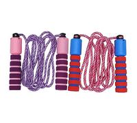 SUPVOX 2pcs Adjustable Counting Jump Ropes for Workout and Comfortable Grip Skipping Ropes with Built in Counter Interactive Fitness Accessories in Purple Pink Red Blue