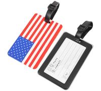 SUPVOX 2pcs American Flag Luggage Tags Set, 3D Embossed Suitcase Hanging Labels with Boarding Card Holder, Sturdy PVC Travel Tags for Suitcases and Handbags, for Flight and Bus Travel
