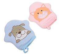 SUPVOX 2pcs Baby Bath Scrubber Gloves Cotton Soft Cartoon Star Shape Quick Drying Washcloths for Newborns and Children Practical Bathing Tools for Home and Travel