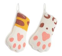 SUPVOX 2pcs Baby Bath Scrubber Set Cartoon Paw Shape, Cotton Material for Gentle Exfoliation and Massage, Soft Wash Cloth Towels for Toddler Bathing