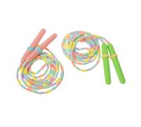 SUPVOX 2Pcs Beaded Jump Rope for Outdoor Exercise, Soft Segmented Skipping Rope in Star Rainbow Pink and Green, Fitness Training and School Recess Play Equipment for