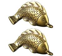 SUPVOX 2pcs Brass Carp Pendant Keychain Brass Fish Key Charms Carp Beads Bag Ornament for Koi