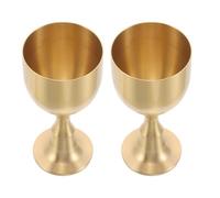 SUPVOX 2pcs Brass Vintage Chalice Goblets with Delicate Golden Patterns, Decorative Altar Offering Bowls for Communion, Temples, Or Christmas Holiday Centrepiece
