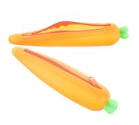 SUPVOX 2pcs Carrot Shape Silicone Pencil Case Pen Organizer Small Pencil Bag for Boys Girls, Portable Stationery Holder with Large Capacity for School and Travel