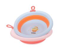 SUPVOX 2Pcs Cartoon Folding Wash Basin Lightweight Portable Face Bathtub for Newborns Home Use Camping Storage Bowl