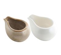 SUPVOX 2pcs Ceramic Milk Pitcher Small Creamer Jug Coffee Milk Container Round Spout Suitable for Home Coffee Serving and Table Use