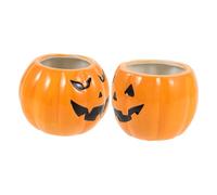 SUPVOX 2pcs Ceramic Pumpkin Shape Succulent Planters Halloween Decorative Bonsai Pots for Plants Cozy Growth Environment Elegant Tabletop Greenery Display Party and Home Decor