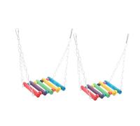 SUPVOX 2Pcs Colorful Bird Parrot Hammock Swing for Cage with Hanging Chain Standing Rack for Pet Birds Chewing and Pecking Easy Installation for Parakeets Cockatiels Conures