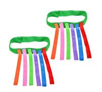 SUPVOX 2pcs Colorful Pull Tails Outdoor with Hook and Loop Straps Kindergarten Training Game for Hand-eye Coordination and Social Skills Development Green Belt with Removable Tails