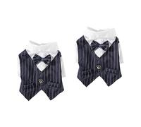 SUPVOX 2pcs Creative Dog Suit for Weddings Special Events Navy Dress Shirt Waistcoat for Pets Comfortable Easy to Wear for Dogs and Cats