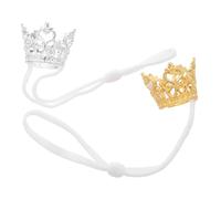 SUPVOX 2pcs Crown for Hamsters with Adjustable Elastic Chin Strap Lightweight Small Animal Headwear for Rabbits and Guinea Pigs Cute Pet Dress Up Accessories for Parties and Photos Gold