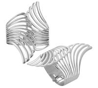 SUPVOX 2pcs Cuff Bangle Wrist Jewelry Sliver Bangle Alloy Delicate Hollow Wing Design Smooth Surface Comfortable for Wearing Charming Style Birthday Holiday Gift for Women Girls