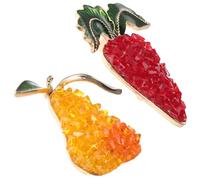SUPVOX 2pcs Diamond Encrusted Fruit Vegetable Brooch Pin Women Christmas Lapel Pin Artificial Veggie Jewelry for Scarf Sweater