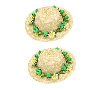 SUPVOX 2pcs Dog Hawaii Woven Hat Flower Design for Pets Green Daisy Creative Headdress for Birthday Parties Daily Wear and Photo Props