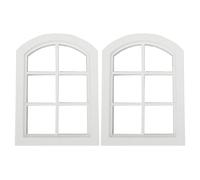 SUPVOX 2pcs Dollhouse Window Frames: Miniature Wooden Frames Ornament - Furniture Tiny Window Models For Diorama Display - Dollhouse Accessories