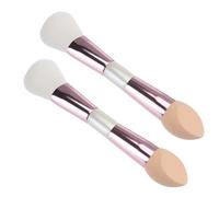 SUPVOX 2pcs Dual Headed Makeup Brushes with Artificial Fiber and Sponge for Contouring and Foundation, Multifunctional Blush Brush Suitable for Amateur and Professional Makeup Use