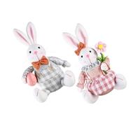 SUPVOX 2pcs Easter Bunny Gnome Plush Dolls with Carrots, Green and Pink Sitting Bunny Rabbit Figurines, Easter Tabletop Decorations for Home and Desktop