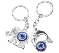 SUPVOX 2pcs Elephant and Dolphin Evil Eye Keychains Turkish Blue Eye Bag Keyring Charm Pendant Set for Women