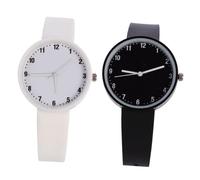 SUPVOX 2pcs Fashionable Girls Wristwatch Set with Solid Color Silicone Band and Alloy Case, Precise PC Movement and Numbers, for Students and Everyday Wear