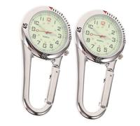 SUPVOX 2pcs Fluorescent Fob Carabiner Watch with Luminous Dial Arabic Numerals Quartz Movement for Mountaineering Climbing Outdoor Use White