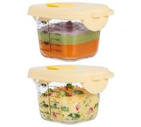 SUPVOX 2Pcs Food Storage Containers: 8 oz Food and Snack Storage Jars with Sealing Lids - Leakproof Squared Pourage Bowls Microwave & Freezer Safe
