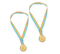 SUPVOX 2pcs Gold Ice Skating Medals with Neck Ribbons Winter Sports Awards for Youth Participation Kindergarten Competitions and Roller Skating Events