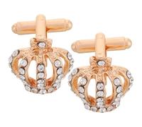 SUPVOX 2pcs Gold Rhinestone Crown Cufflinks Classic Men’s Formal Shirt Button Covers Decorative Clothing Accessories for Wedding and Business