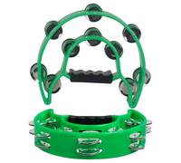 SUPVOX 2pcs Green Hand-Shaken Tambourines with Double Row Jingle Bells, Plastic Percussion Instruments for Party Cheer, ’s Rhythm Musical Bells for School Band and Celebration