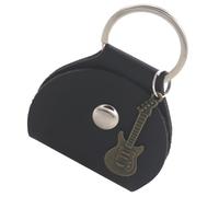 SUPVOX 2pcs Guitar Pick Storage Bag Set Pu Leather Plectrum Holder and Copper Guitar-Shaped Keychain Portable Guitar Pick Carry Case for Musicians and Instrument Protection