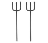 SUPVOX 2pcs Halloween Devil Pitch Fork Cosplay Prop with Detachable Handle, Black Abs Material, Strong Stability and High Wear Resistance for Costume Party and Stage Performance