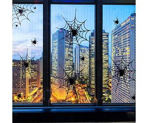 Supvox 2pcs Halloween Wall Stickers Spider Web Window Decals Black | Spider Web Design, Self-Adhesive Removable, Window and Wall Decor, Halloween Parties, Home Use