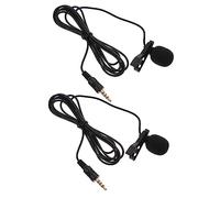 SUPVOX 2pcs Hand Free Lavalier Microphone Collar Clip Mini Mic for Computer Laptop and Mobile Phone Noise Cancelling 4-Pole Plug Black for Recording and Live Broadcasts