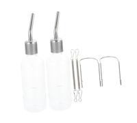 SUPVOX 2PCS Hanging Water Bottles for Rabbits and Pets Transparent Water Dispensers with Stainless Steel Nozzles Easy to Install Plastic Feeders for Guinea Pigs Chinchillas