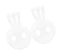 SUPVOX 2pcs Hydroponic Glass Planter Vase with Hole High Borosilicate Glass Bud Vases for Indoor Air Plants Decorative Hanging Flower with Wooden Stand for Home Garden Display
