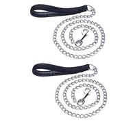 SUPVOX 2pcs Iron Rope for Dogs Durable Pet Leash Comfortable Grip Thick for Dogs No Tangle Design Black Color