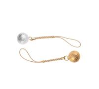 SUPVOX 2pcs Japanese Water Bells Hanging Tassel Pendant, Wrinkle Grain Copper round Bell Accessories for DIY Phone Case and Backpack Decor, Golden Silver