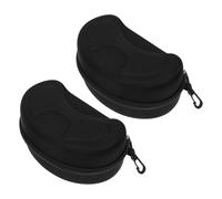 SUPVOX 2pcs Large Black Eva Hard Ski Goggles Boxes with Carabiner, Portable Motorcycle Sunglasses Storage Case, Zippered Glasses Container for Outdoor Sports