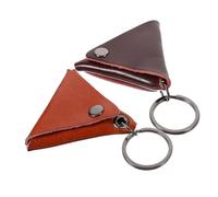 SUPVOX 2pcs Leather Guitar Picks Pouches with Keychain Sturdy Ukulele and Electric Guitar Pick Carrying Bag for Musical Instrument Accessories in Dark Brown and Orange