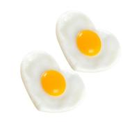 SUPVOX 2pcs Lifelike PVC Fried Egg Models Realistic Heart Shaped Fake Food Decoration Kitchen Display Props for Restaurant Photography