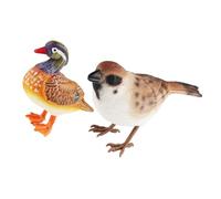 SUPVOX 2pcs Lifelike Small Bird Figurines Garden Decoration Realistic Plastic Sparrow and Duck Ornaments for Outdoor Plant Pots and Scene Layout Decor