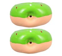 SUPVOX 2Pcs Light Green Squeaky Latex Dog Donut Shape Interactive Chew for Puppies Small Dogs Teething Training and Daily Play