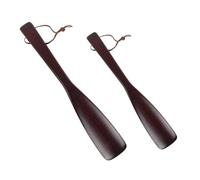 SUPVOX 2pcs Long Handled Wooden Shoe Horns Set Portable Shoe Lifter Tools 25cm 40cm Brown-red for Seniors and Adults
