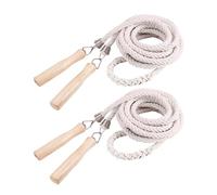 SUPVOX 2pcs Long Jump Rope: 16ft and 9ft Multiplayer Skipping Rope With Wooden Handle For Kids Adults Team Groups Jumping School Sport And Outdoor Activity