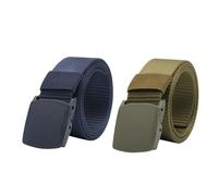 SUPVOX 2pcs Men’s Adjustable Canvas Waist Belt with Plastic Buckle, Lightweight Outdoor Training Webbing Belts in Green and Dark Blue for Casual and Field Use