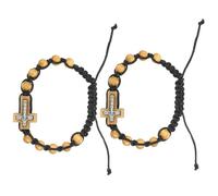 SUPVOX 2pcs Mens Bracelet Wrist Chain Punk Style Fashionable Alloy Wood Smooth Surface Light Weight Male Street Dancer Bar Band 2.75x2.75x0.31in