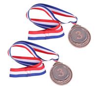 SUPVOX 2pcs Metal Award Medals with Neck Ribbon Wheat Design Bronze Third Prize Winner Medals for Sports Competitions S Games and School Events