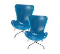 SUPVOX 2pcs Mini Computer Chairs Blue Miniature Furniture Accessory for Doll House DIY Decoration Plastic Material Realistic Design